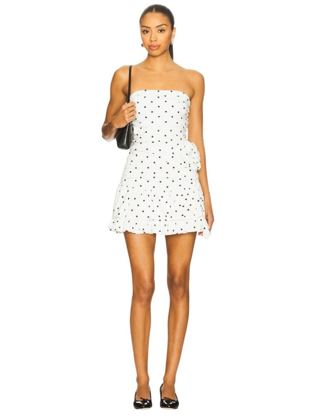 Zemeta Moonlight Polka Bloom Dress in White XSmall New Womens Mini Strapless